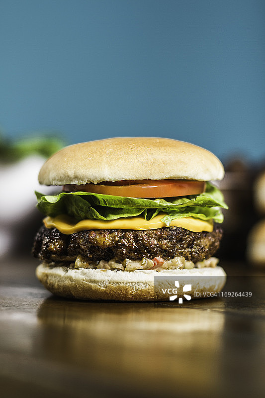 芝士汉堡的特写镜头图片素材