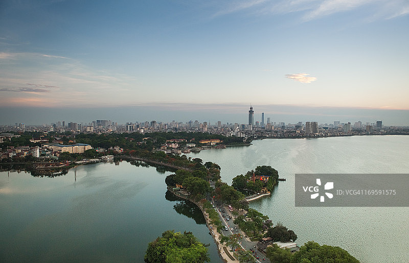 河内青年路、西湖和竹帛湖图片素材