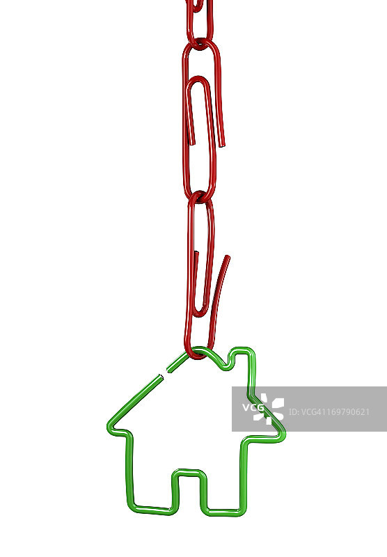 红色回形针屋的回形针链图片素材