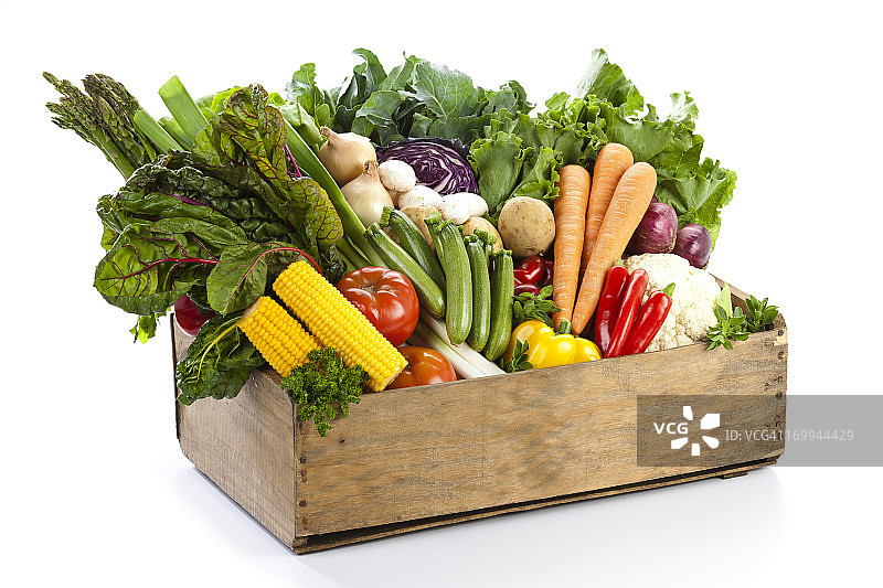装满有机蔬菜的箱子图片素材