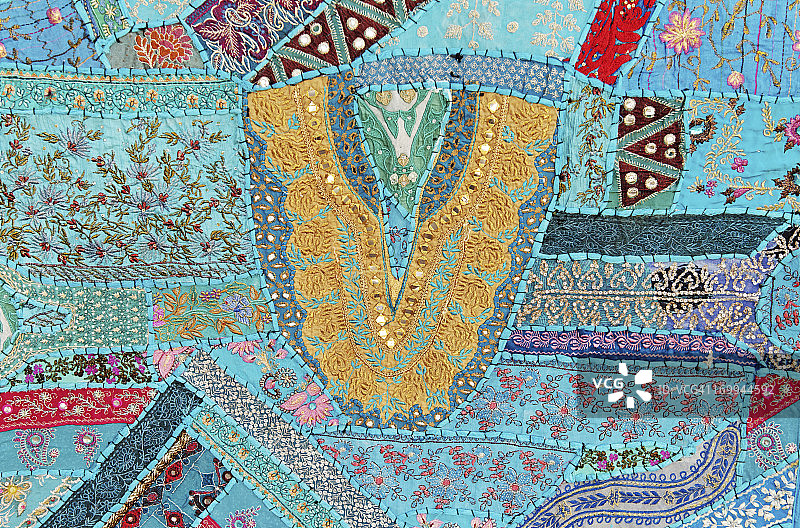 印度拉贾斯坦邦手工彩色拼布图片素材