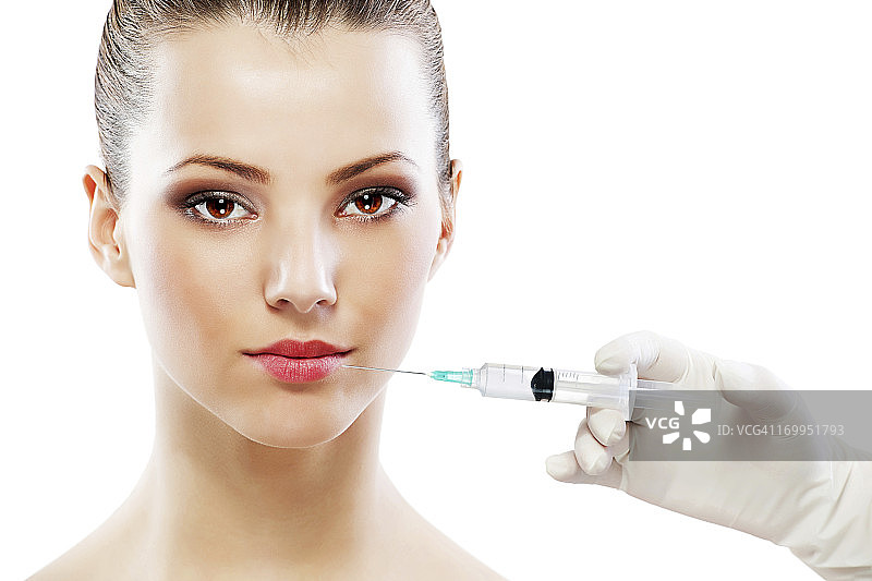 肉毒杆菌的化妆品注射。图片素材