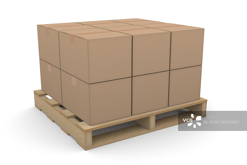 运输托盘上的盒子图片素材