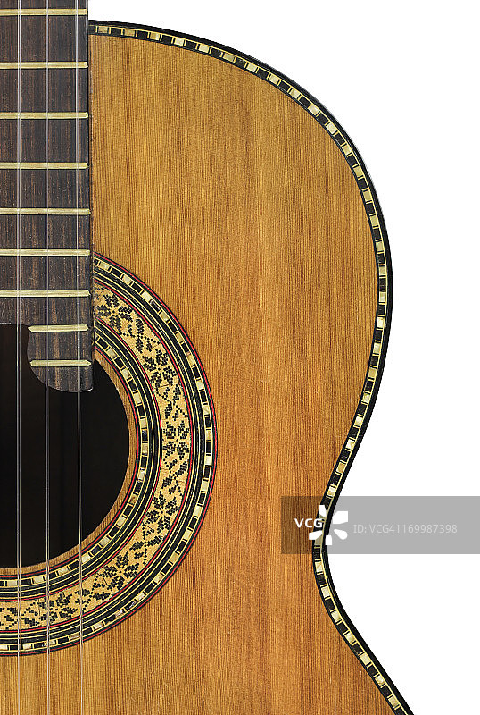 白色背景上的古典吉他图片素材