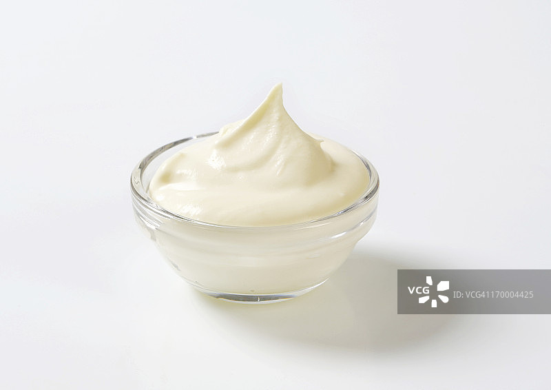 玻璃碗中的奶油奶酪图片素材