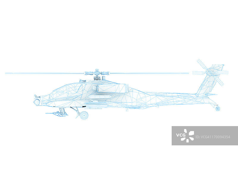 3D素描：美军AH-64阿帕奇武装直升机模型图片素材