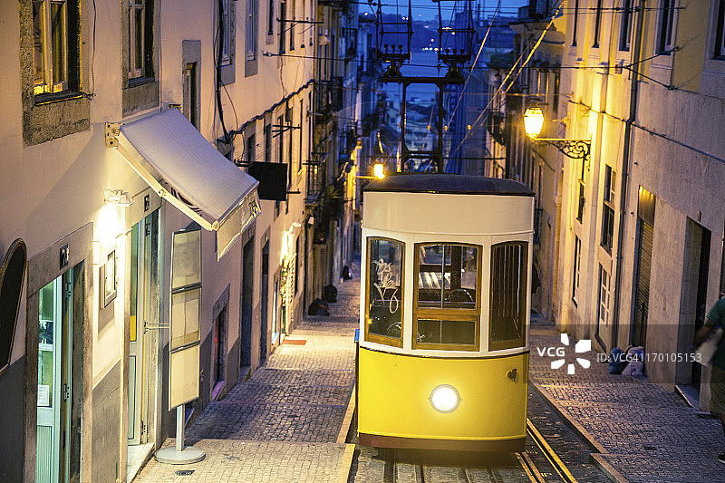 里斯本的典型缆车，是吸引游客的景点图片素材