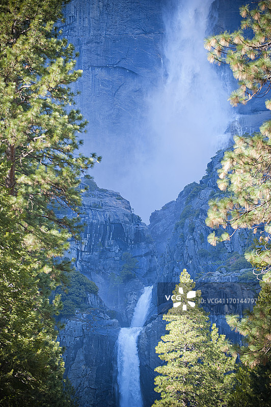 优胜美地上瀑布和下瀑布图片素材