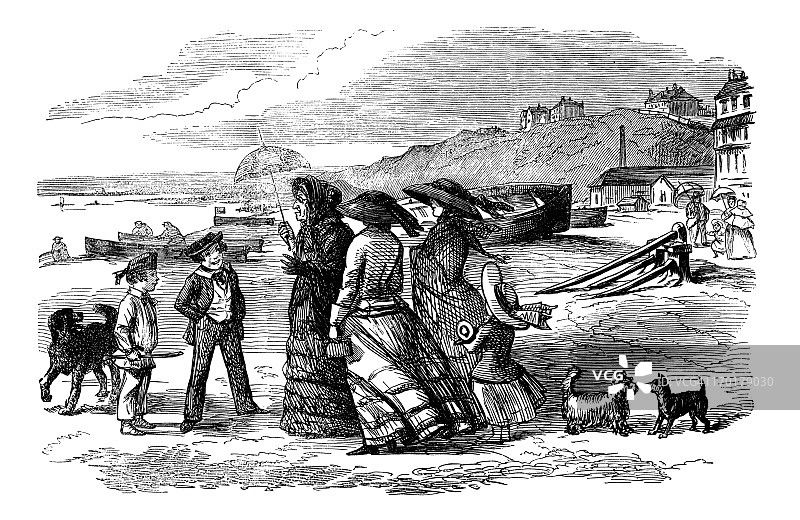 海边的维多利亚人图片素材