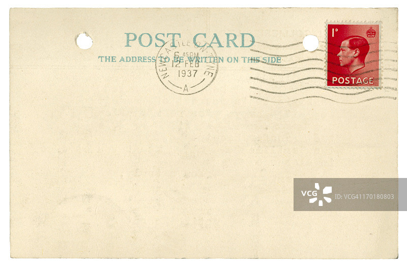 1937年的空白明信片，爱德华八世邮票图片素材