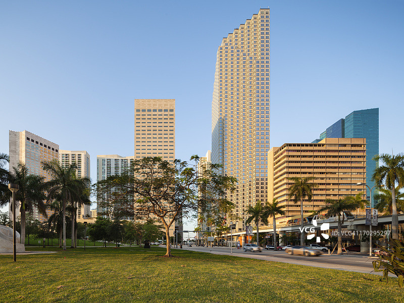 从海湾公园看迈阿密市中心图片素材