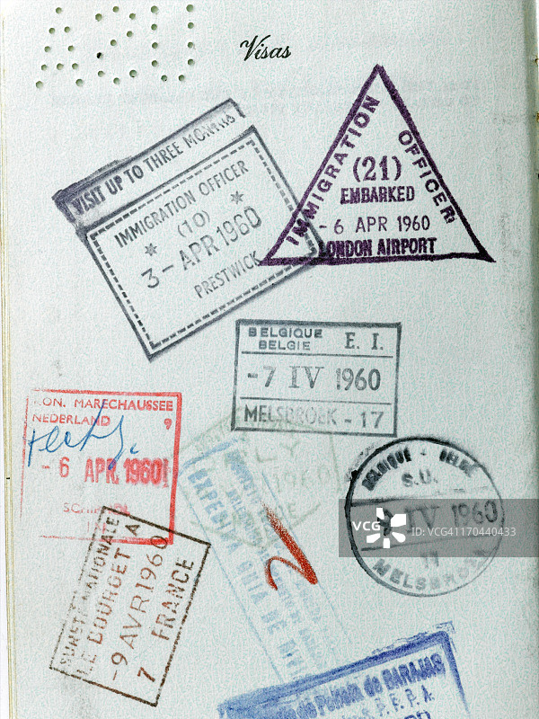 复古护照印章图片素材