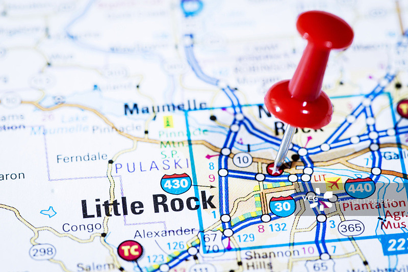 美国城市地图系列：阿肯色州小石城图片素材