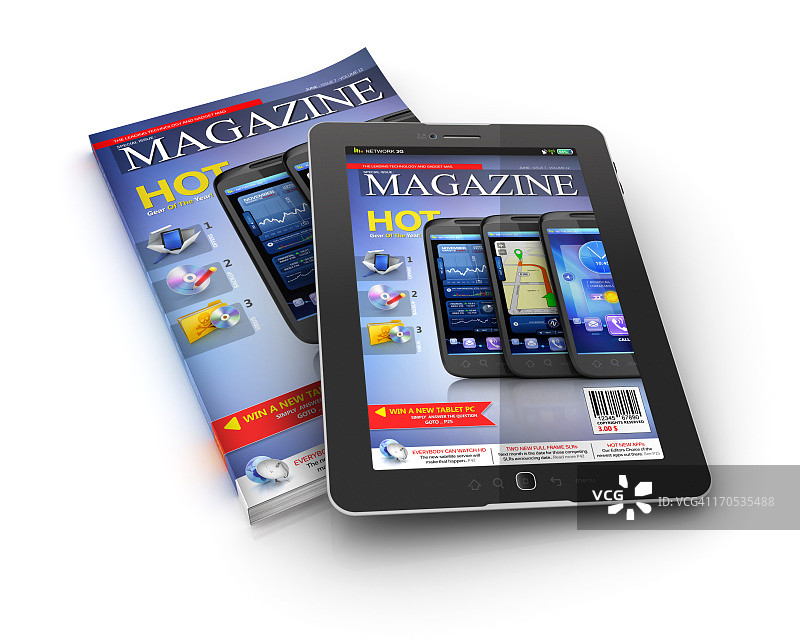 印刷版和电子版杂志图片素材