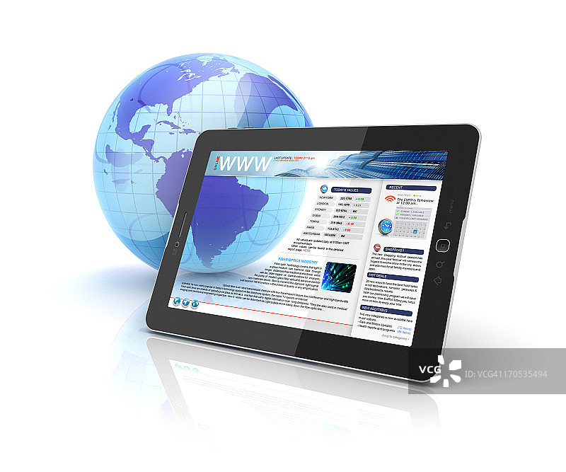 在线连接的数位平板电脑图片素材