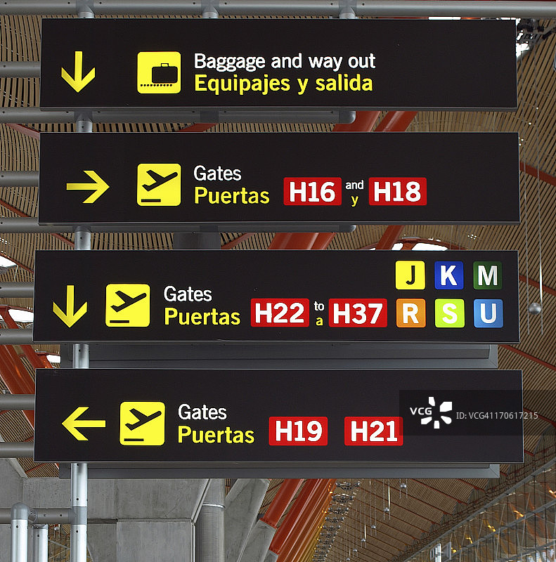 马德里巴拉哈斯机场指示牌图片素材