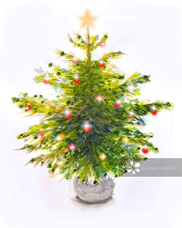 带有装饰品的圣诞树图片素材