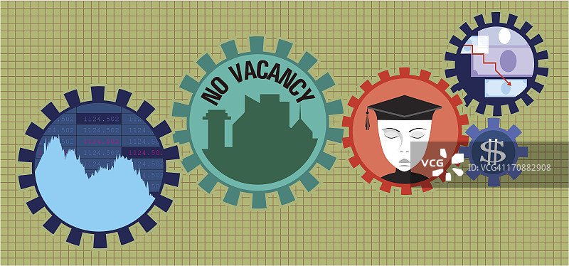 经济衰退导致失业率下降插画图片素材