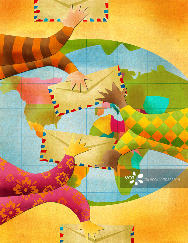 三个人正在送信图片素材