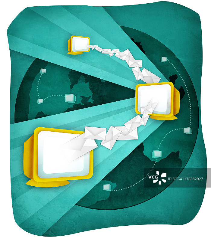 电子邮件从一台电脑传输到另一台电脑图片素材