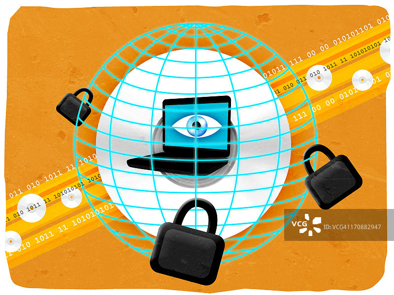 带挂锁的锁定笔记本电脑图片素材