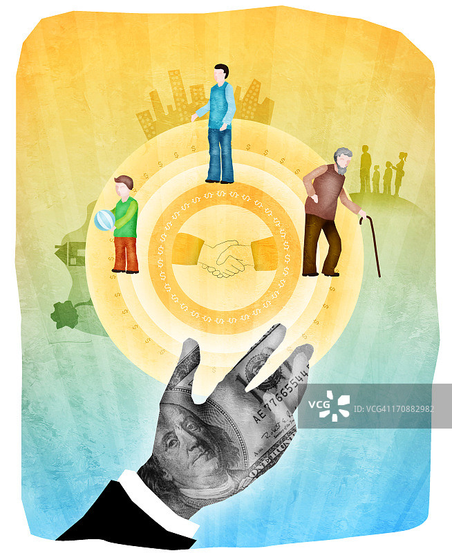 保险涵盖了伸向人类生命周期的手图片素材