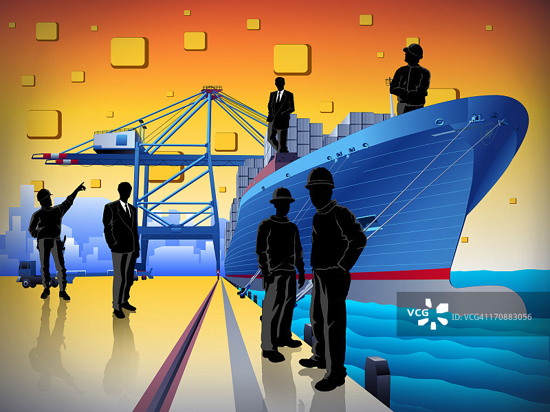 商业码头的轮船图片素材