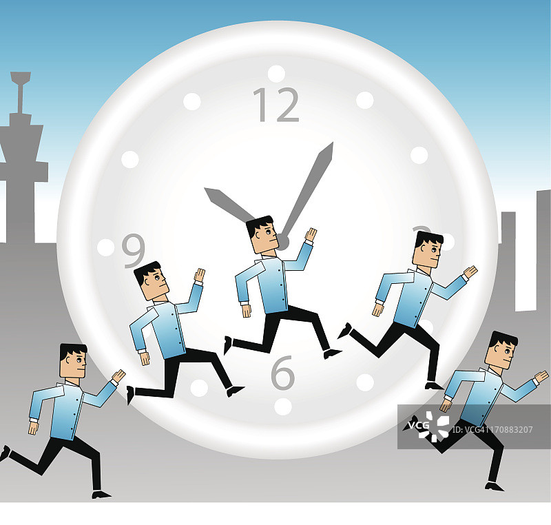 商务人士24小时奔跑插画图片素材
