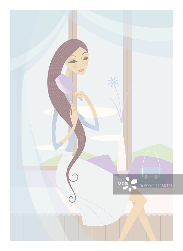 女人梳头发图片素材