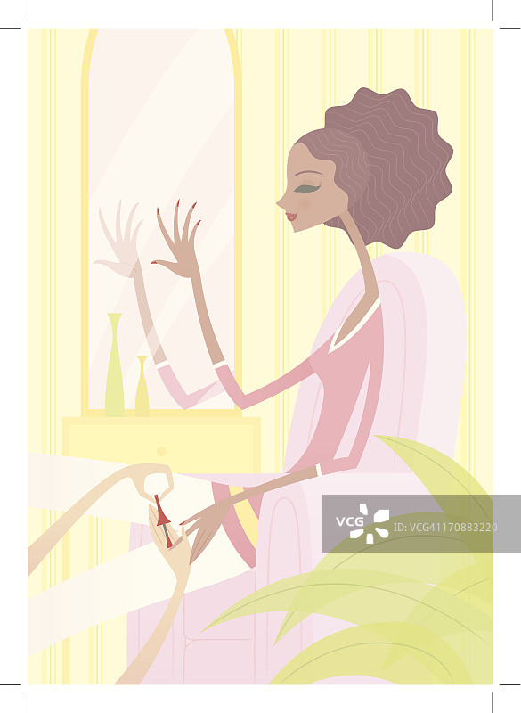 从美容师那里接受美甲的女人图片素材