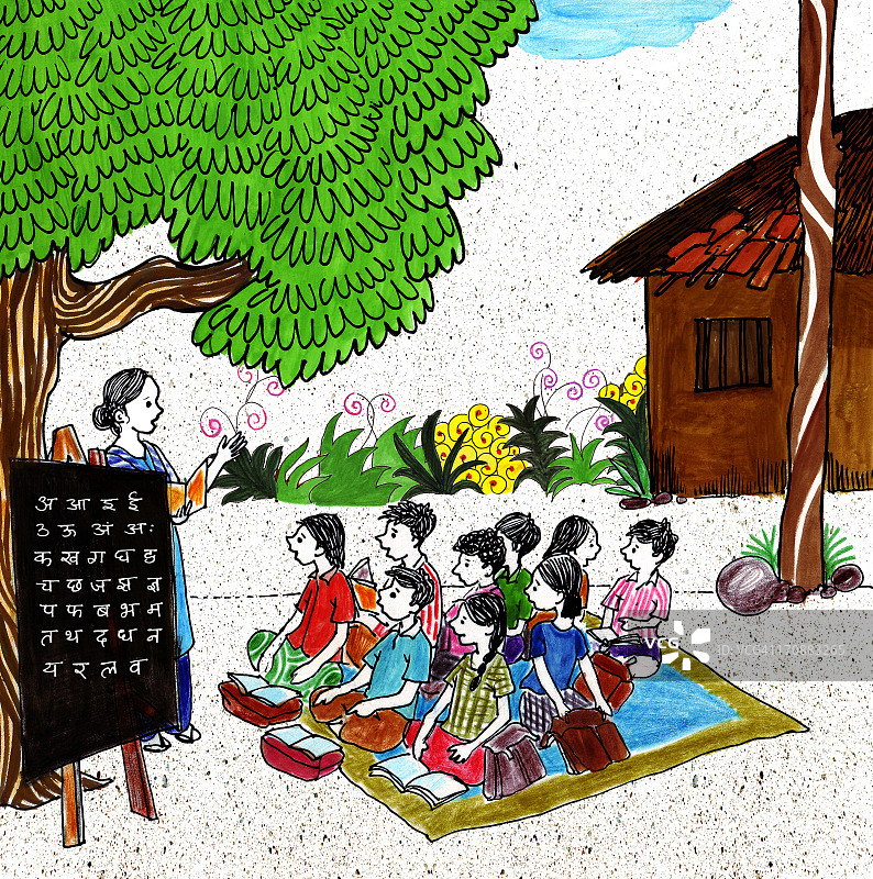 乡村学校场景图片素材