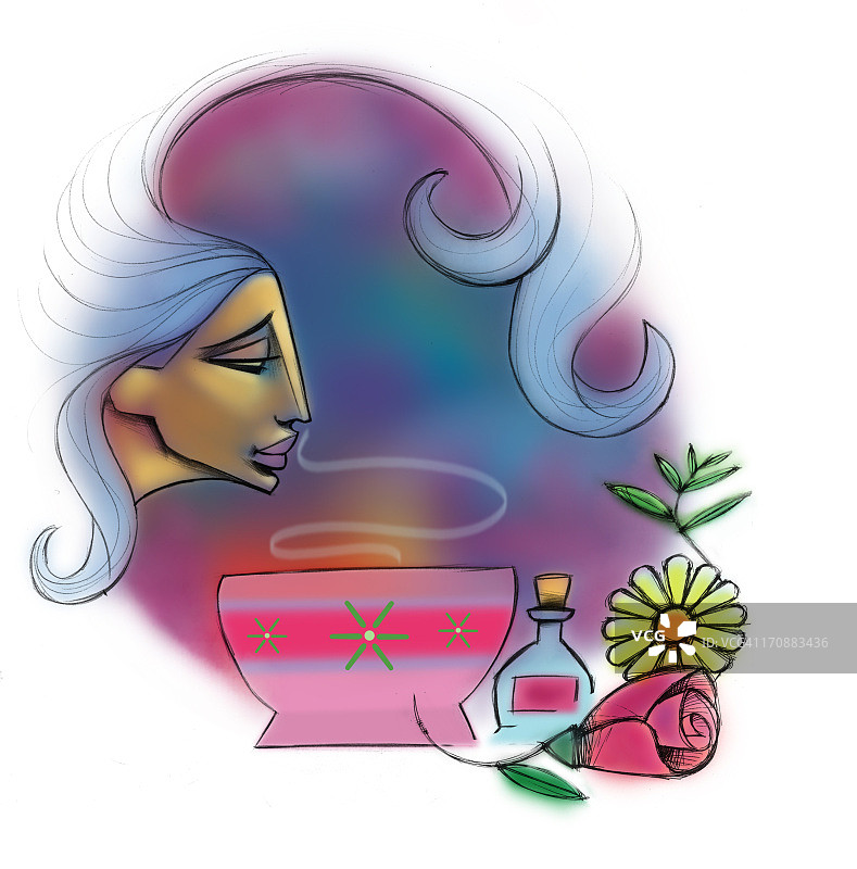 闻香的女子特写，印度图片素材