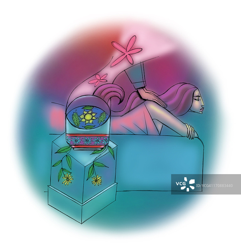 按摩理疗师为印度女士进行背部按摩图片素材