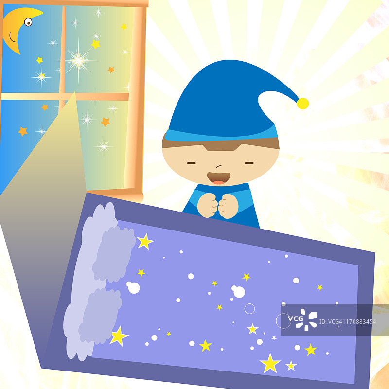 男孩睡前祈祷图片素材