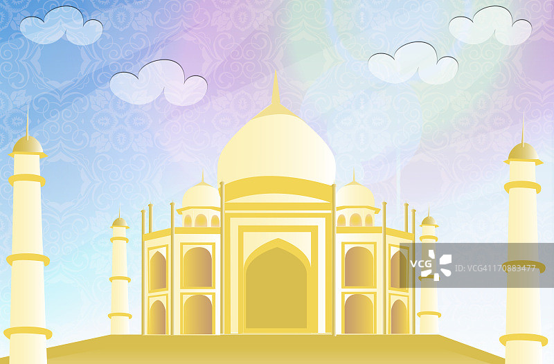 印度北方邦阿格拉泰姬陵陵墓的外观图片素材