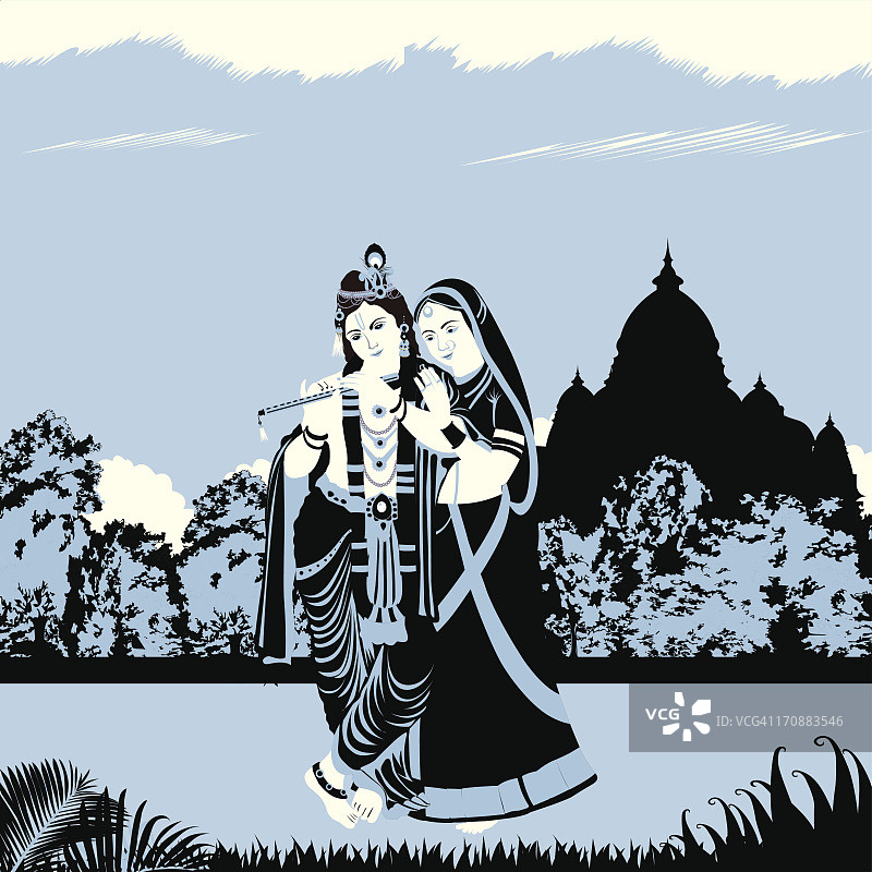 奎师那神与拉达女神图片素材