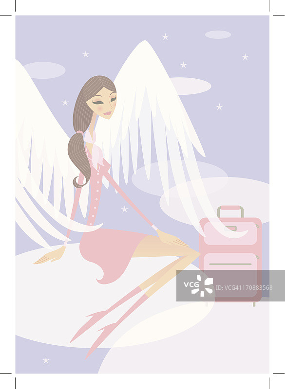 女商人拿着行李坐着图片素材