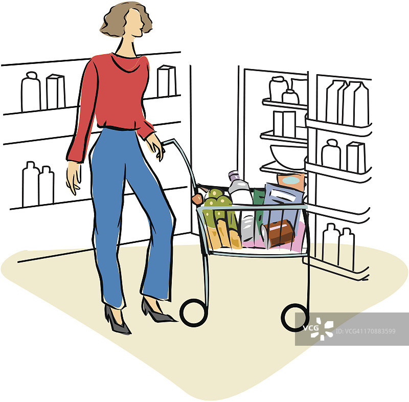 女人在超市购物图片素材