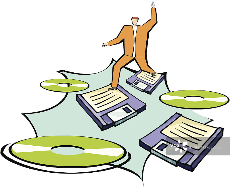 商人在软盘上行走图片素材