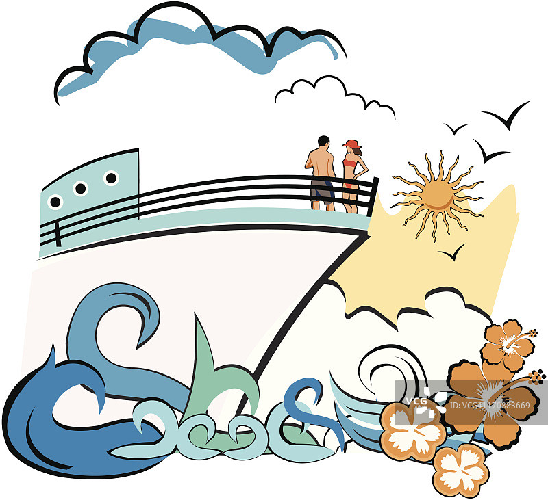 游轮上的情侣图片素材