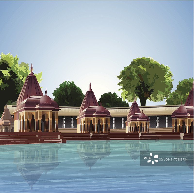 瓦拉纳西恒河河坛，印度北方邦图片素材