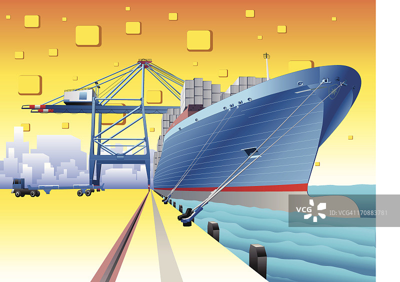 码头上的货船图片素材