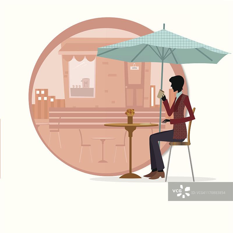 男人在街边咖啡馆喝咖啡图片素材