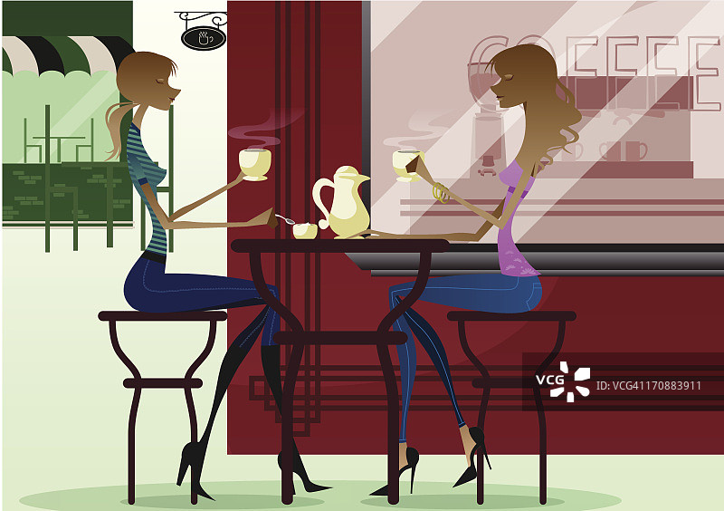 两位女士在咖啡馆喝咖啡图片素材