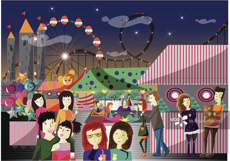 在游乐园玩耍的青少年图片素材