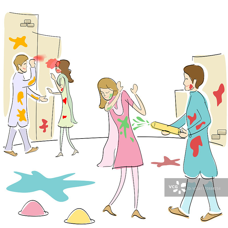 两对夫妇庆祝胡里节图片素材