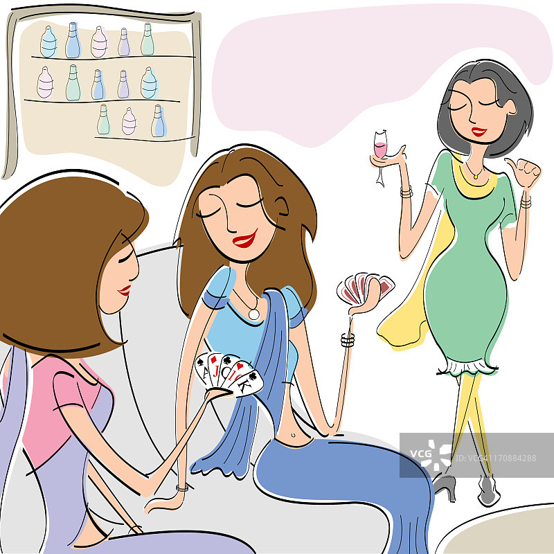 参加聚会的三名女性图片素材