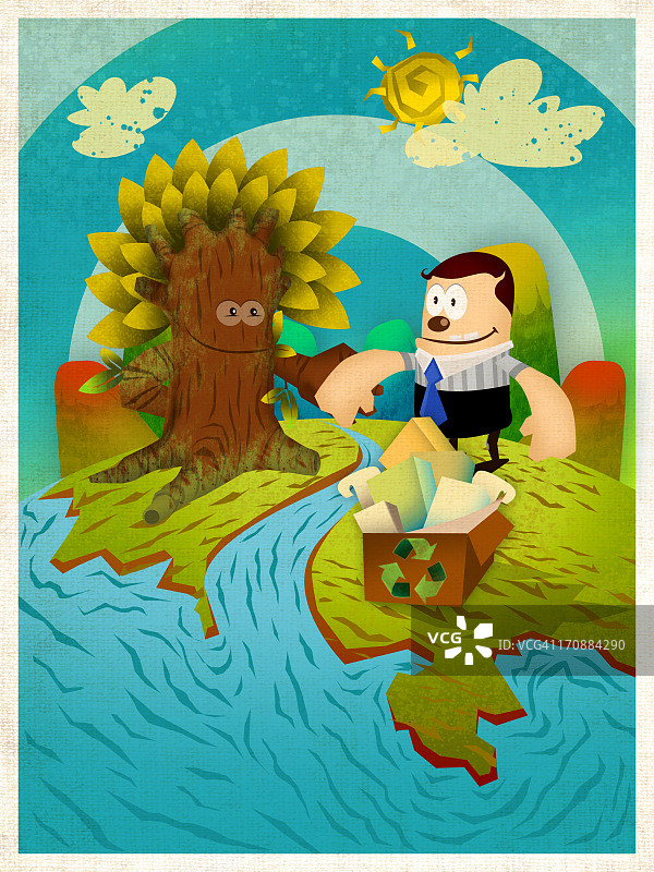节约用纸保护树木插画图片素材