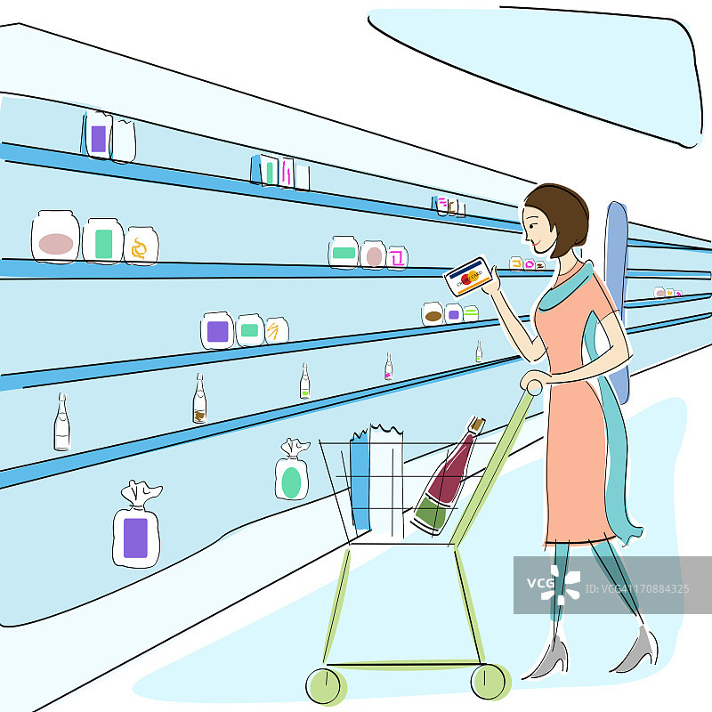 女人在超市购物图片素材