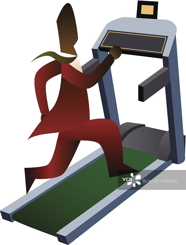 在跑步机上奔跑的商人图片素材